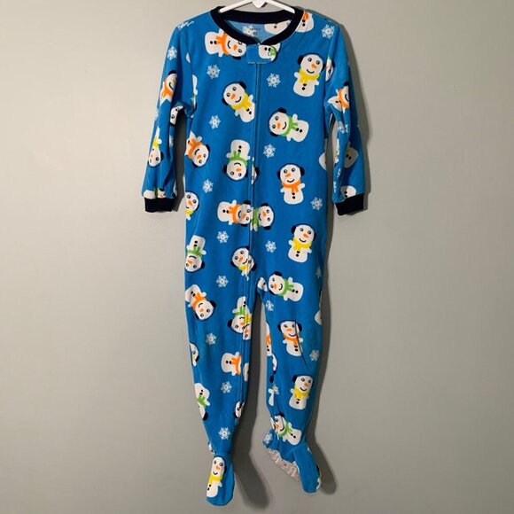 5/$25 Carter’s 4T snowman fleece cozy warm pajamas jammies pjs sleeper - Picture 1 of 5